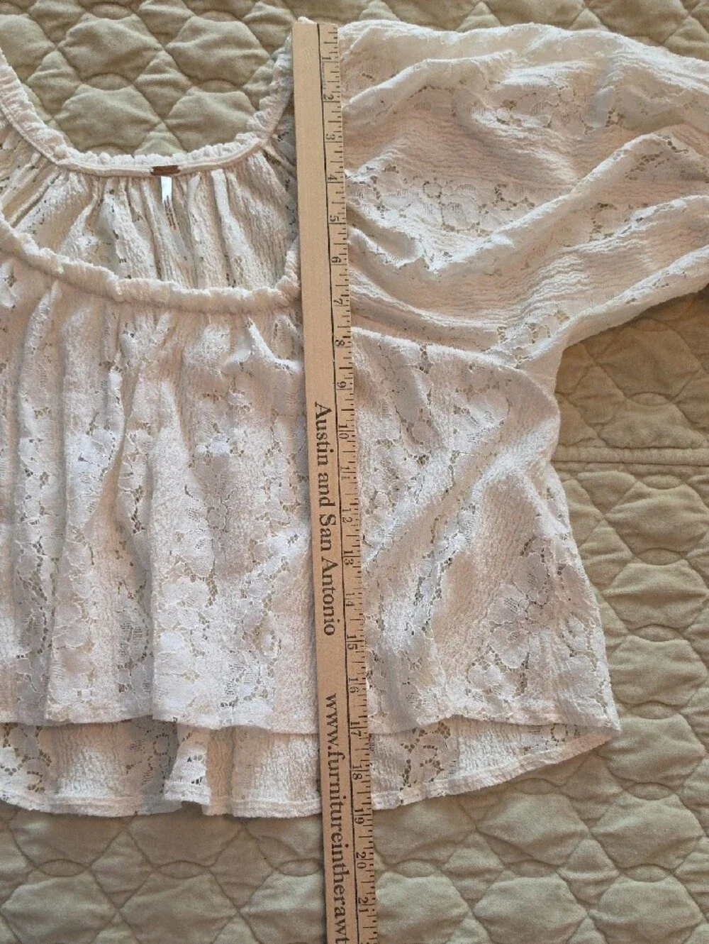 Free People Cream Lace Peasant Blouse